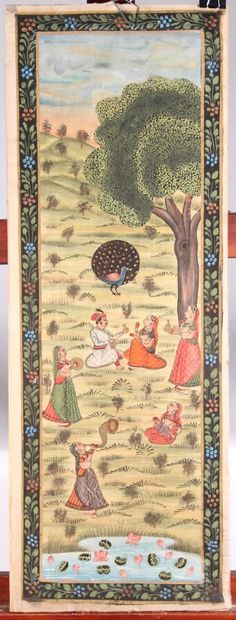 null École indienne

"Paysage animé"

Peinture sur tissu

XXème siècle

76 x 28 ...