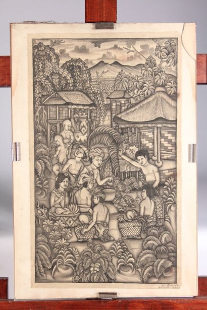 null École de Bali

"Scène de marché"

Peinture sur tissu signée en bas à droite...