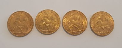 null 4 monnaies or 20 Francs - au Coq (1901, 1907, 1908, 1909)

Poids : 25,83 g