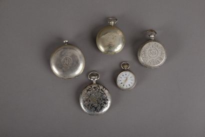 null Five 800 thousandths silver pocket watches for the Turkish market: three of...