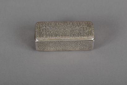 Rectangular silver snuffbox with chased decoration,...