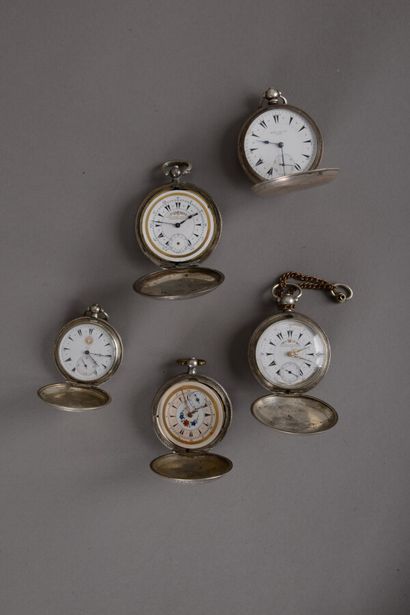 null Five pocket watches in silver 800 thousandths soapy for the Turkish market:...