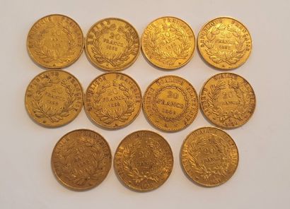 null 11 gold coins 20 Francs - Napoleon III (1849, 1850, 1851, 1852, 1853)

weight...
