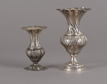 Two silver vases 800 thousandths embossed...