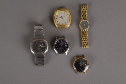 null Cinq montres bracelet : Girard Peregaux, Omega Constellation à quartz, Yrda...