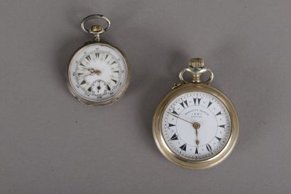 null Two pocket watches for the Turkish market: one in silver plated metal marked...