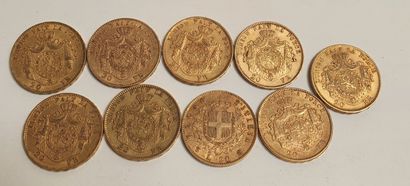 null 9 monnaies or 20 Francs Belge - Léopold II (1867, 1868, 1870, 1871, 1875, 1876,...