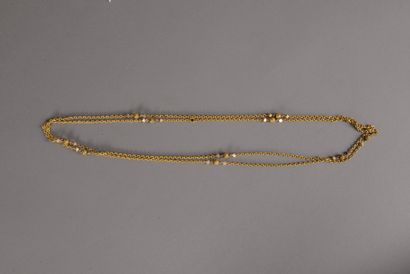 null Long necklace in yellow gold 750 thousandths plain oval mesh decorated with...