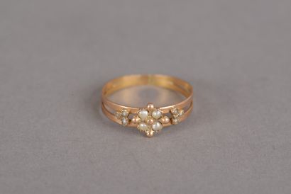 null Bague en or rose 750 millièmes de la fin du XIXème siècle, formée de deux anneaux...