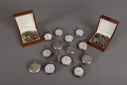 null Lot of ten pocket watches in silver 800 or 900 thousandths 765 g and three in...