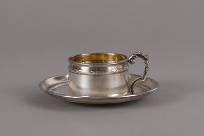 A cup and its saucer in Minerva silver with...