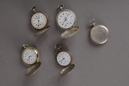 null Lot of five silver pocket watches 800 thousandths for the Turkish market, the...