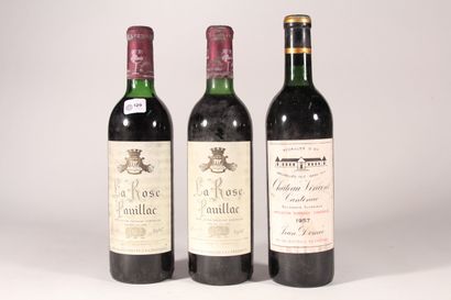 null 1967 - La Rose Pauillac

Pauillac - 2 bottles 

1957 - Château Vincent-Cantenac

Bx-Superior...