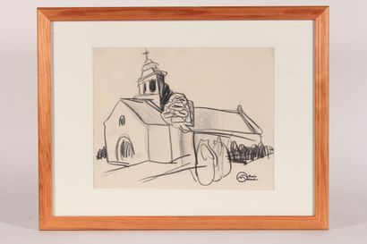 null Mathurin MEHEUT (1882-1958)

"Chapelle bretonne"

Dessin au fusain, porte le...