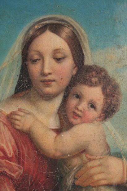 null École XIXème

"Vierge à l'enfant"

Huile sur toile

40,5 x 32 cm

(Rétractations...