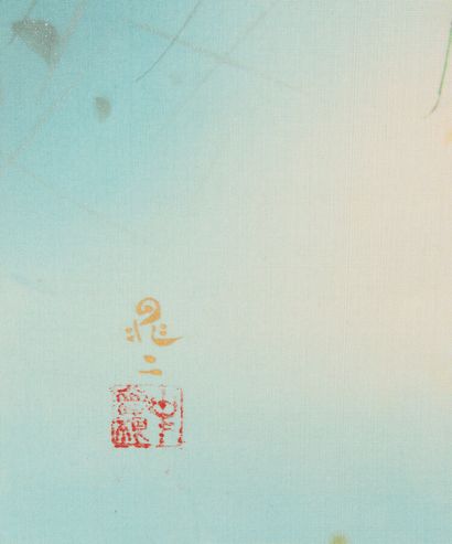 null Peinture sur soie en rouleau 

"Insectes"

XXème siècle

44 x 50 cm