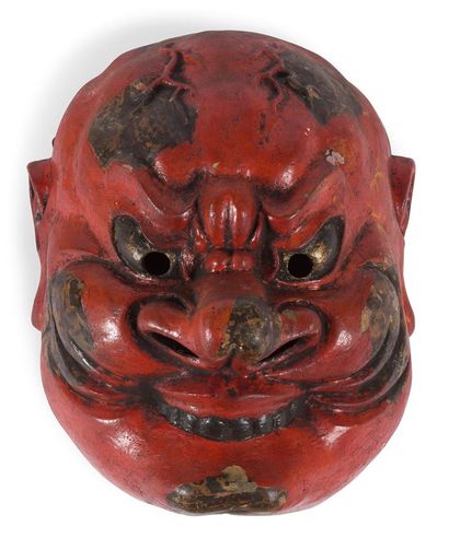 null Masque Nô en bois laqué rouge

Japon, époque Meiji (1868-1912)

Le visage grimaçant...