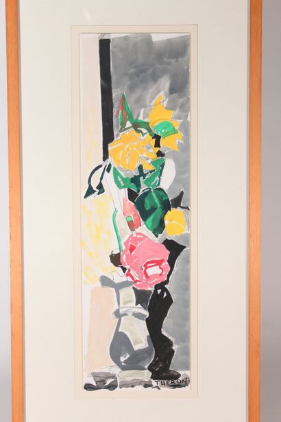 null Pierre THERON (1918-2000)

"Bouquet"

Fusain et gouache signé en bas à droite

45,5...