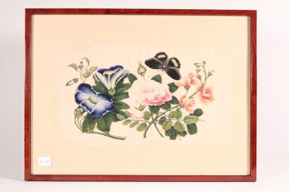 null Deux gouaches en pendant sur papier de riz

"Fleurs et papillons"

Asie, XIX/XXème...