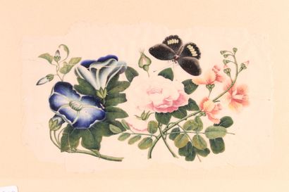 null Deux gouaches en pendant sur papier de riz

"Fleurs et papillons"

Asie, XIX/XXème...