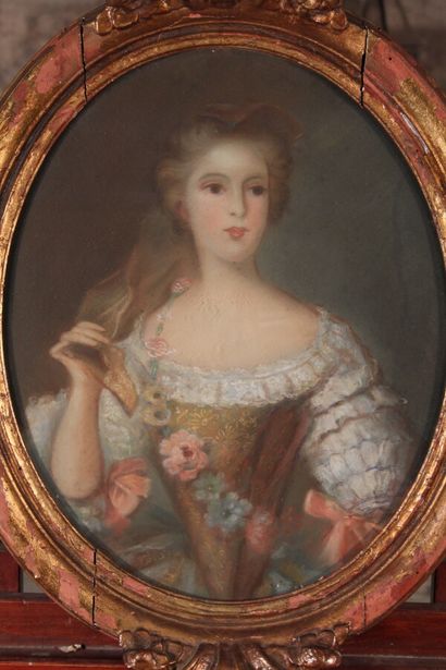 null École XIXème siècle

« Jeune femme au collier de fleurs »

Pastel et gouache...