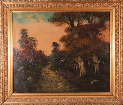 null École XIXème siècle

"Chemin forestier"

Huile sur toile

46 x 55 cm

(Rest...