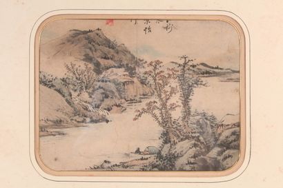 null Deux encres et aquarelles 

"Paysage montagneux" et Paysage fluvial"

Chine,...
