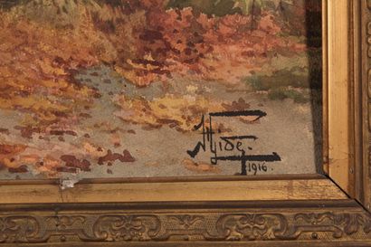 null Hippolyte Jean Adam GIDE (1852-1921)

"Forêt de Fontainebleau en automne"

Aquarelle...