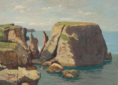 null ALBERT GREIG (1913-1997)

"Belle Ile en Mer, Le rocher de Sarah Bernard à la...