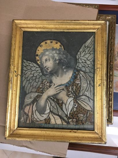 null Gravure habillée figurant l'Archange Gabriel 

XVIIIème siècle

23 x 17,5 cm

Encadrée...