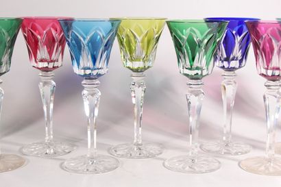 null SAINT LOUIS 

Ensemble de 12 verres à pieds en cristal doublé de couleurs

Modèle...