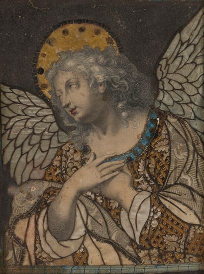null Gravure habillée figurant l'Archange Gabriel 

XVIIIème siècle

23 x 17,5 cm

Encadrée...