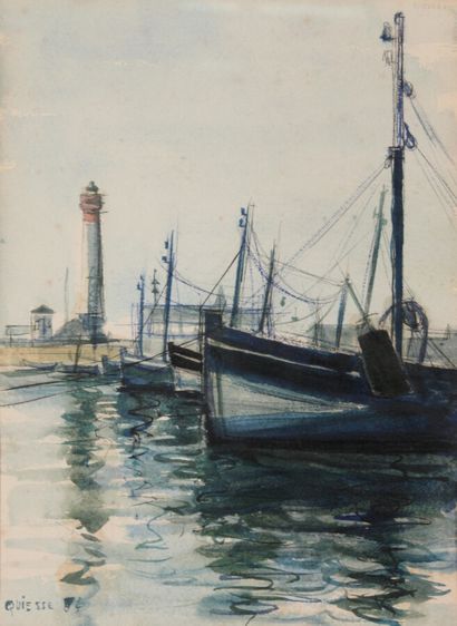null Claude QUINESSE (Né en 1938)

"Le port de pêche"

Encre et aquarelle signée...