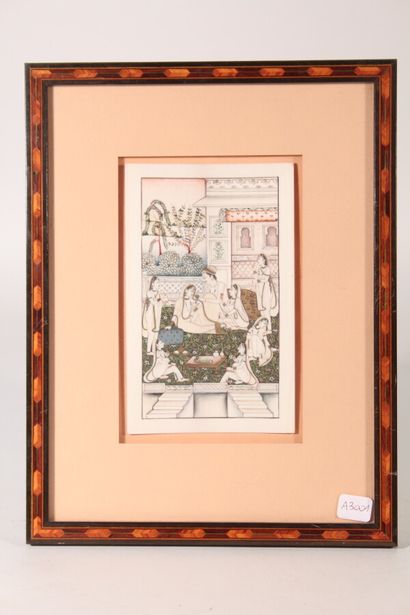 null Deux miniatures sur ivoire 

« La chasse au lion » et « Le harem »

Inde, XXème...