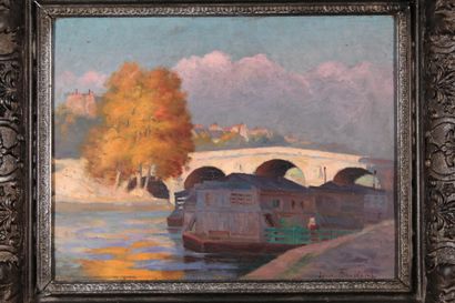 null Louis Anatole TOUSSAINT (1856-1919)

"Pont sur la Seine (?)"

Huile sur panneau...