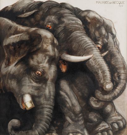 null MAURICE DE BECQUE (1878-1938)

Éléphants

Pierre noire, aquarelle et lavis,...