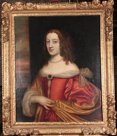 null ÉCOLE HOLLANDAISE VERS 1660 

Femme à la robe rouge 

Toile.

81,2 x 65,7 cm.

Porte...