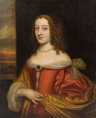null ÉCOLE HOLLANDAISE VERS 1660 

Femme à la robe rouge 

Toile.

81,2 x 65,7 cm.

Porte...