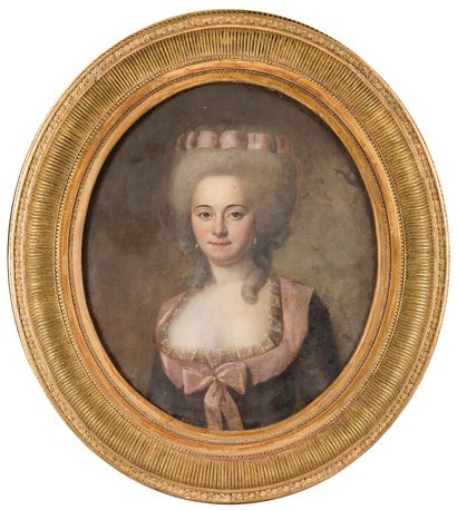 null ENTOURAGE DE MARIE-VICTOIRE LEMOYNE (1754-1820)

Portrait de dame en ovale

Toile.

63,8...
