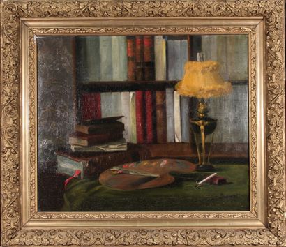 null JEAN-MARIE BOURCERET

Intérieur à la palette, 1904

Huile sur toile, signée...