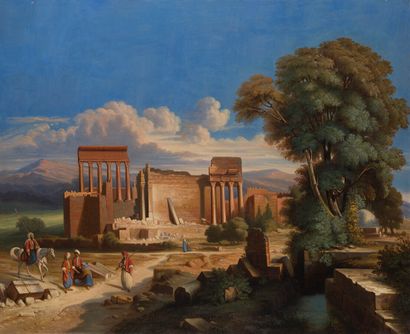 null ÉCOLE DU XIXème

(ATELIER DE JULES COIGNET 1798-1860)

Ruines de Baalbek (Syrie)

Huile...