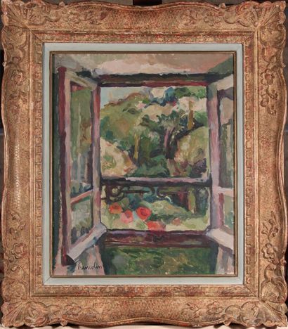 null ROBERT FRANCOLIN

(1899-1974)

Fenêtre ouverte sur le jardin

Huile sur toile,...