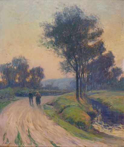 null PAUL MADELINE (1863-1920)

Sur la route au bord de la rivière

Huile sur carton...