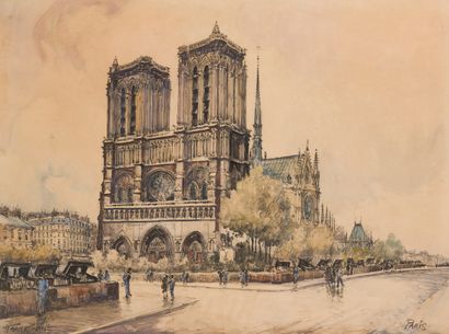 null FRANK-WILL (1900-1950) 

Notre-Dame de Paris

Aquarelle sur traits de crayon,...