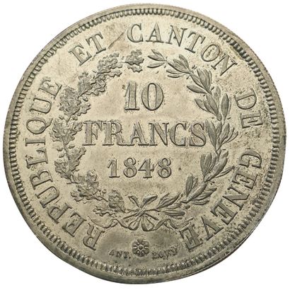 null SUISSE. CANTON DE GENÈVE

10 Francs 1848.

52,12grs. Km.138. 385 ex. frappés...