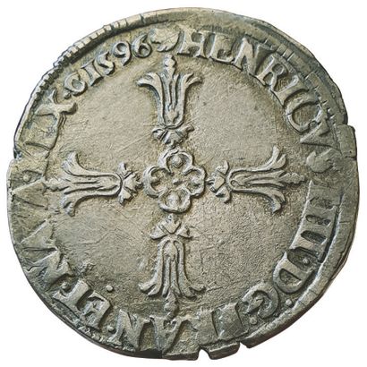 null HENRI IV. 

1589-1610. 

Quart d'écu. 1596 M. Toulouse. 9,66grs. Sb.4686. q...