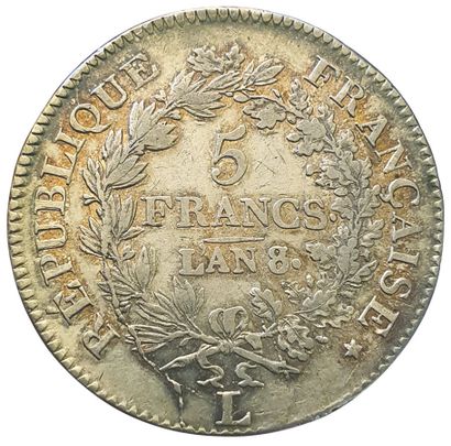 null DIRECTOIRE

5 Francs Union et Force. An 8/5 L. Bayonne.

24,91grs. Sans point...
