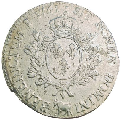 null LOUIS XV.

Ecu de Béarn au bandeau. 1761. Pau. 

29,26grs. Gad.322a.TTB+