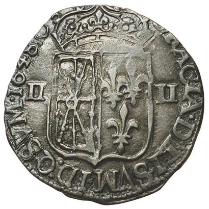 null LOUIS XIV. 

1643-1715. 

Quarter of ecu of Navarre. 1648. Saint Palais. 9,61grs....