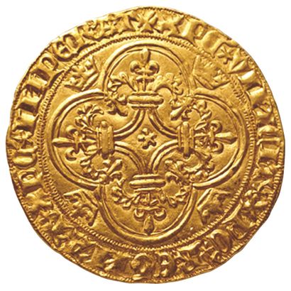 null CHARLES VI. 

1380-1422. 

Gold shield with crown. 2nd issue. Dy.369A. 3,97grs.Superb...